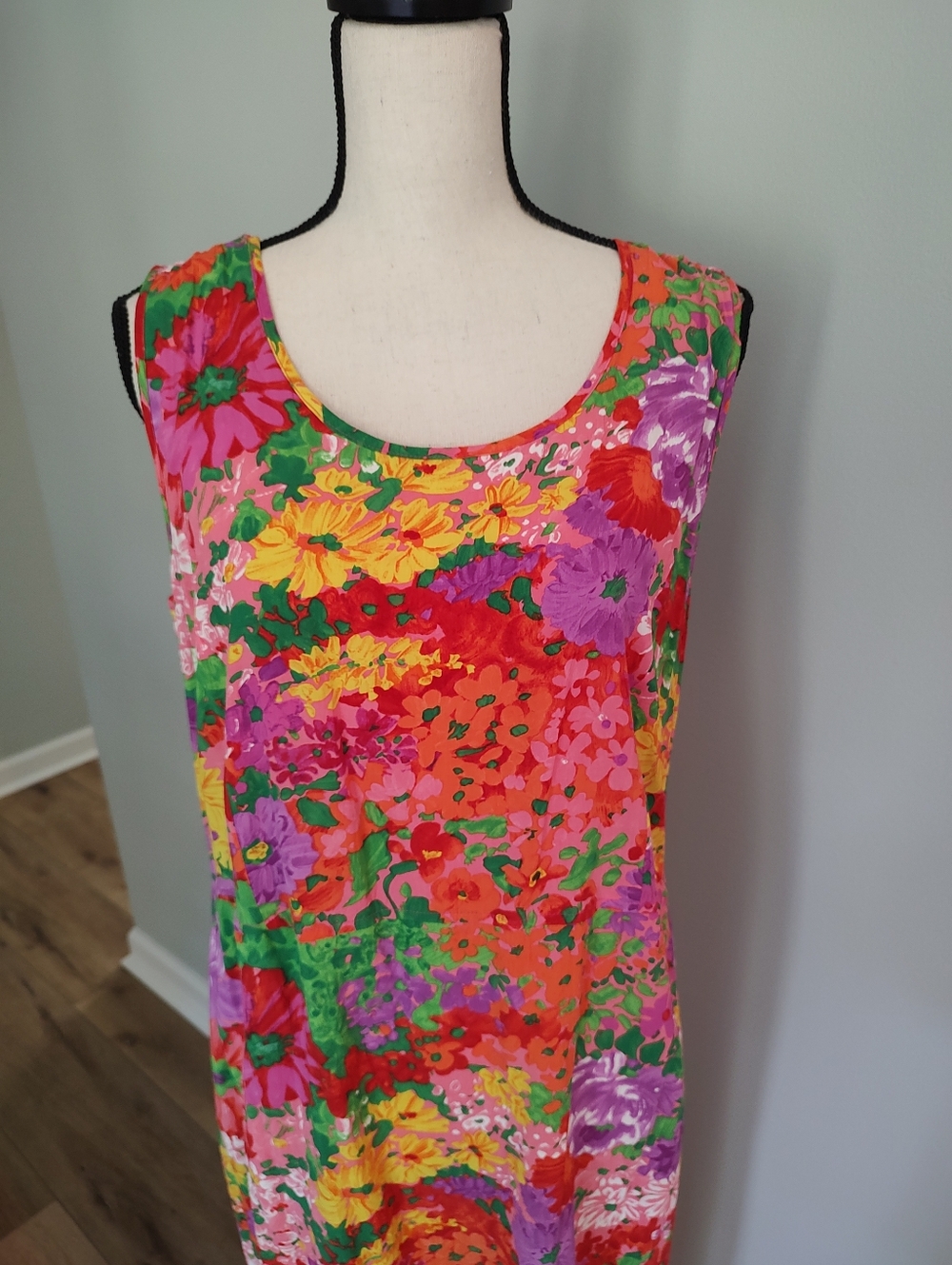 Jams World Vintage In Bloom Maxi Tank Dress Hawaiian Boho Classic L - Picture 5 of 10